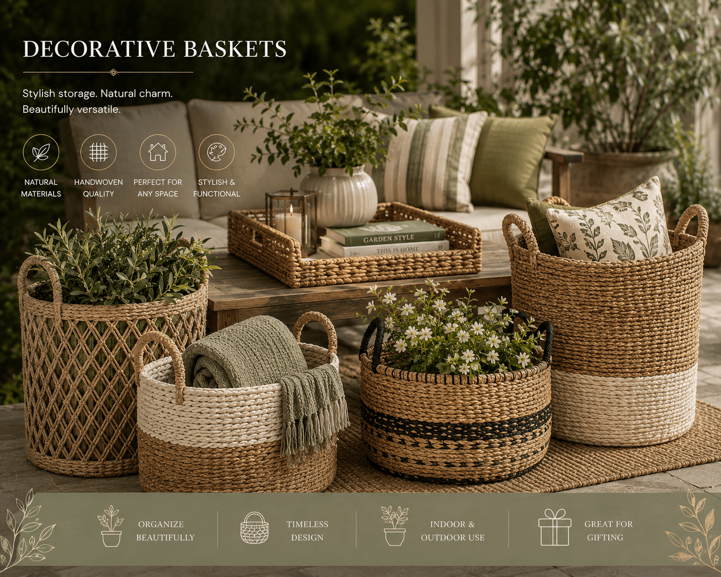 Moonj Grass Basket Set