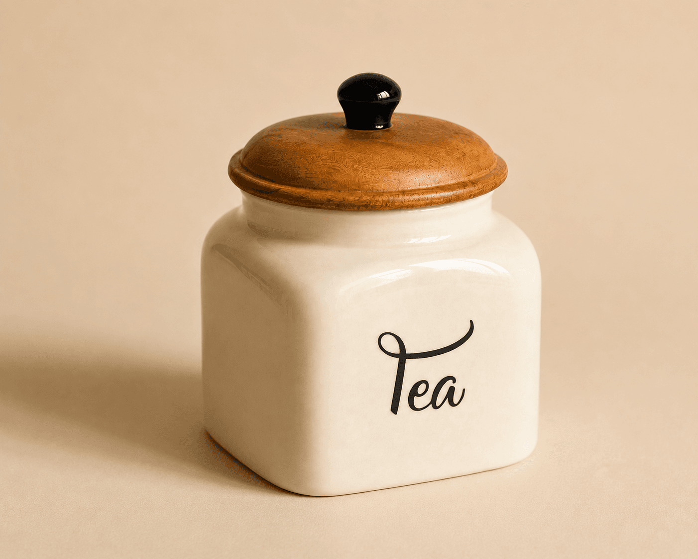 Heritage Tea Jar with Wooden lid and spoon - Image 1