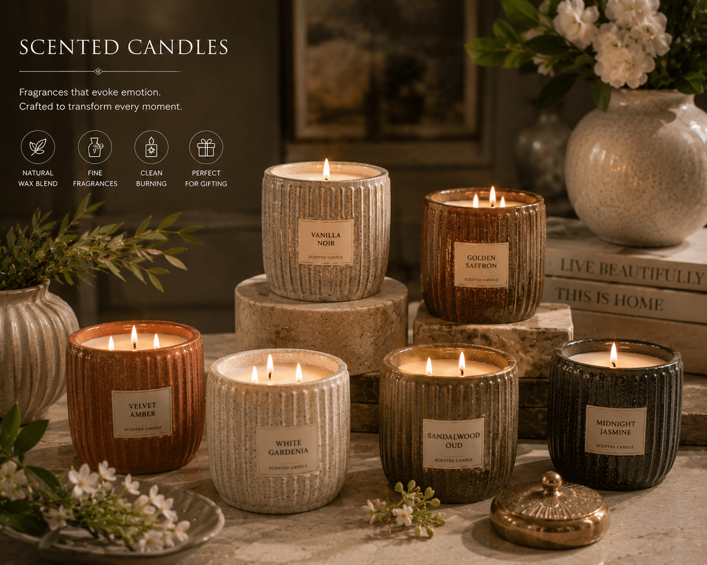 Rose & Oudh Luxury Candle